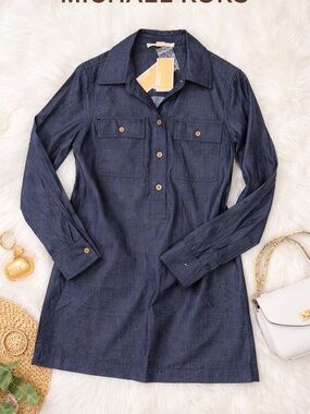 Michael Kors Navy Blue Long Sleeve Tunic Shirt